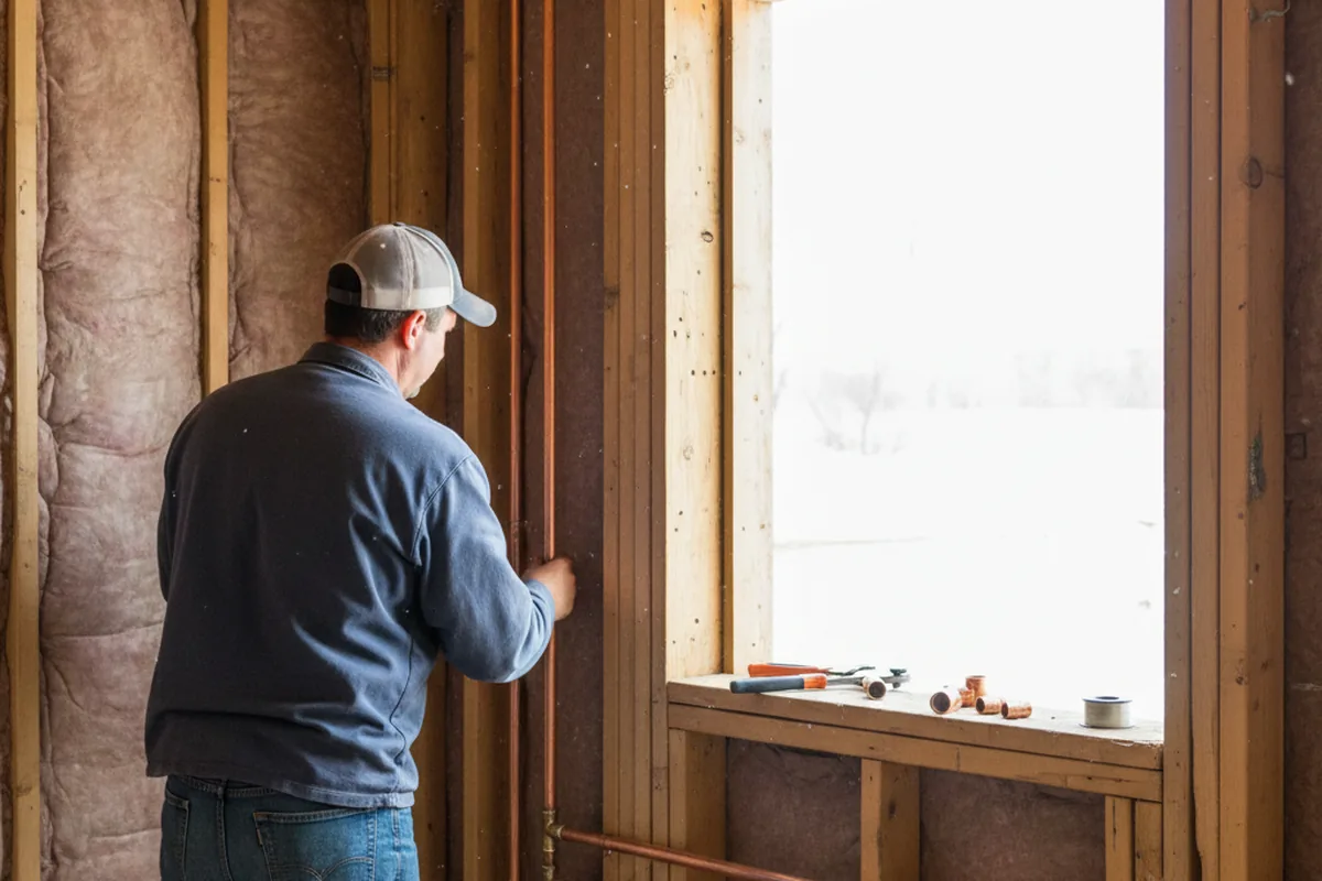 Licensed plumber running new copper supply lines in a Sanbornville home