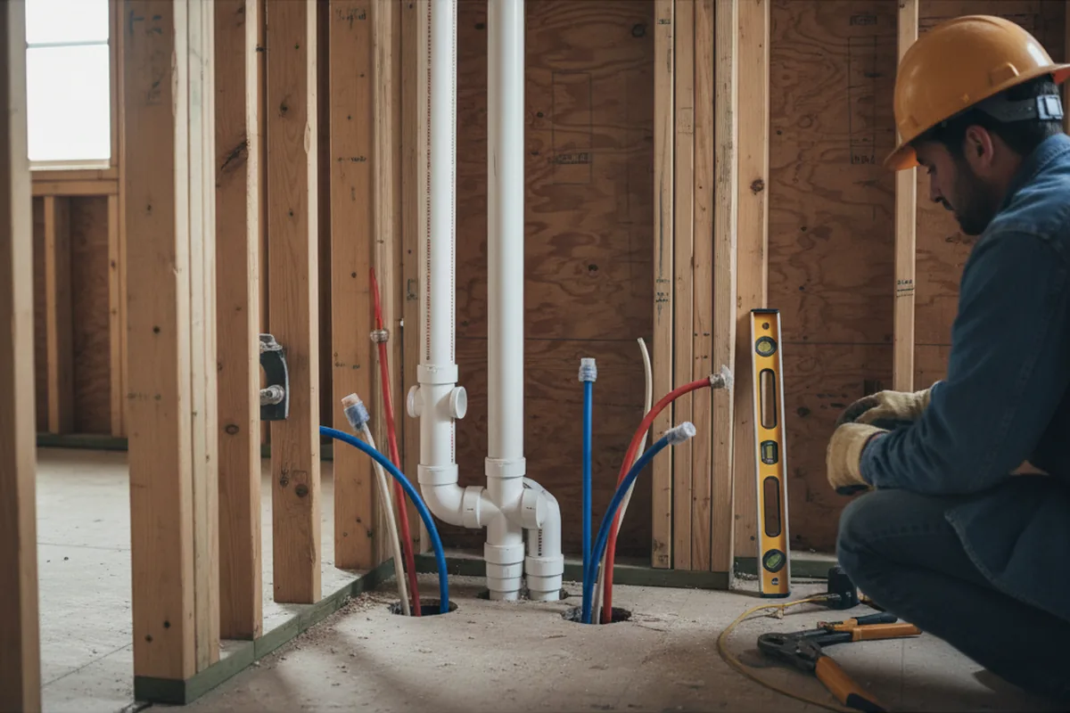 Drain and supply rough-in during Drain Cleaning in Sanbornville